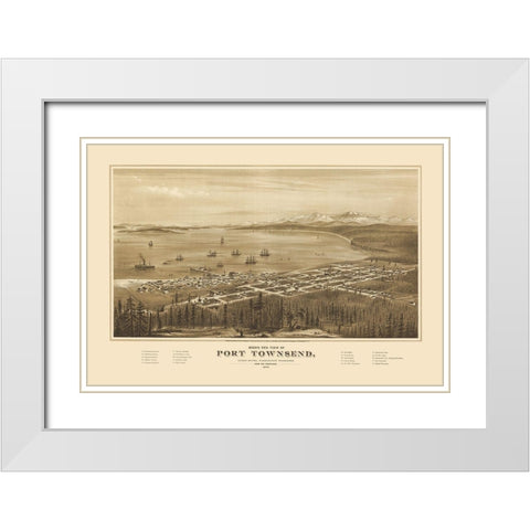Port Townsend Washington - Glover 1878 White Modern Wood Framed Art Print with Double Matting by Glover
