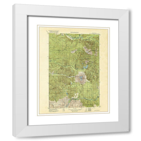 Mt St Helens Washington Quad - USGS 1919 White Modern Wood Framed Art Print with Double Matting by USGS