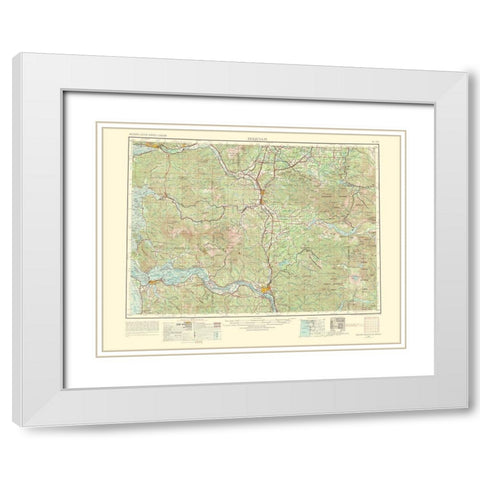 Hoquiam Washington Oregon Quad - USGS 1969 White Modern Wood Framed Art Print with Double Matting by USGS