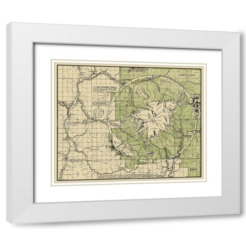 Mount Baker Washington - Easton 1912 White Modern Wood Framed Art Print with Double Matting by Easton