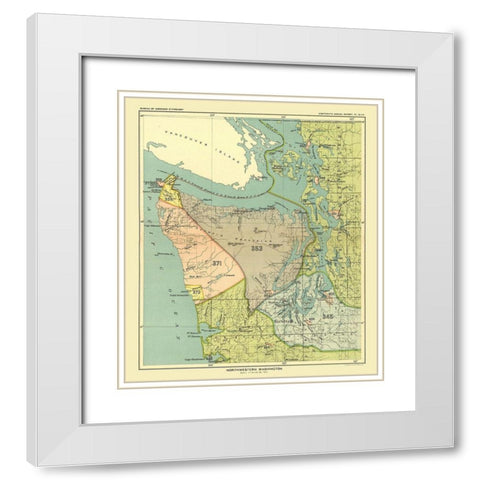 Northwestern Washington - Hoen 1896 White Modern Wood Framed Art Print with Double Matting by Hoen