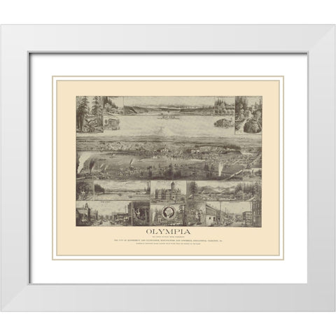 Olympia Washington - Lange 1903 White Modern Wood Framed Art Print with Double Matting by Lange