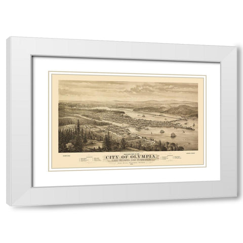 Olympia Washington - Glover 1879 White Modern Wood Framed Art Print with Double Matting by Glover
