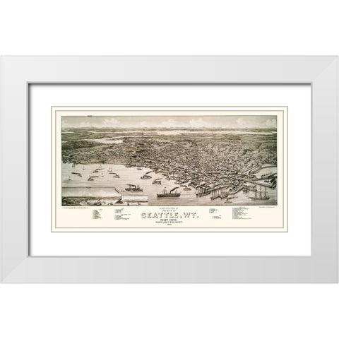 Seattle Washington - Beck 1884 White Modern Wood Framed Art Print with Double Matting by Beck