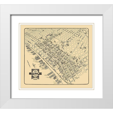 Business District Seattle Washington - Tulloch White Modern Wood Framed Art Print with Double Matting by Tulloch