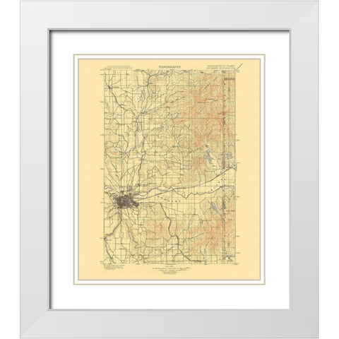 Spokane Washington Quad - USGS 1901 White Modern Wood Framed Art Print with Double Matting by USGS