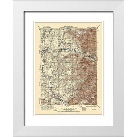 Sultan Washington Quad - USGS 1921 White Modern Wood Framed Art Print with Double Matting by USGS