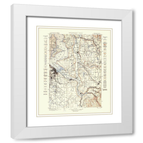 Tacoma Washington Quad - USGS 1898 White Modern Wood Framed Art Print with Double Matting by USGS