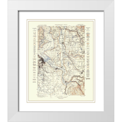 Tacoma Washington Quad - USGS 1898 White Modern Wood Framed Art Print with Double Matting by USGS