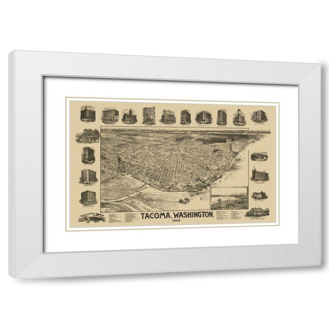 Tacoma Washington - Mcintyre 1893 White Modern Wood Framed Art Print with Double Matting by Mcintyre