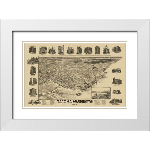 Tacoma Washington - Mcintyre 1893 White Modern Wood Framed Art Print with Double Matting by Mcintyre