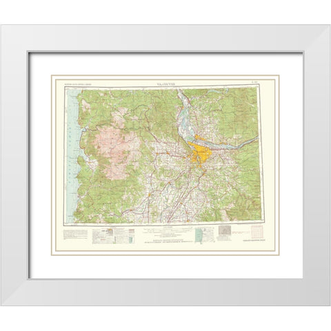 Vancouver Washington Oregon Quad - USGS 1964 White Modern Wood Framed Art Print with Double Matting by USGS