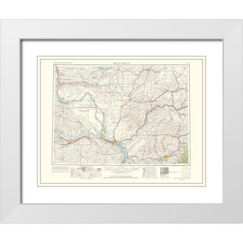 Walla Walla Washington Quad - USGS 1964 White Modern Wood Framed Art Print with Double Matting by USGS