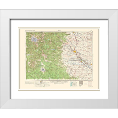 Yakima Washington Quad - USGS 1958 White Modern Wood Framed Art Print with Double Matting by USGS