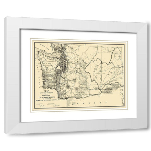 Washington Territory Public Survey - 1865 White Modern Wood Framed Art Print with Double Matting by Giddings
