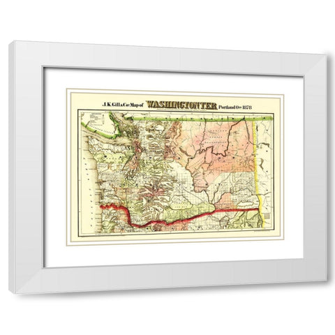 Washington Territory - Askevold 1878 White Modern Wood Framed Art Print with Double Matting by Askevold