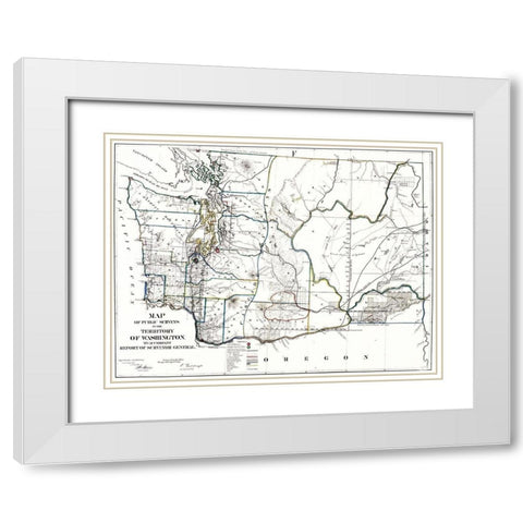 Washington Territory of Public Survey White Modern Wood Framed Art Print with Double Matting by Giddings