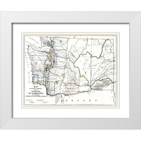 Washington Territory of Public Survey White Modern Wood Framed Art Print with Double Matting by Giddings