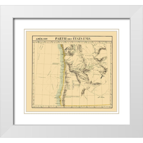 Washington, Oregon Coast - Vandermaelen 1825 White Modern Wood Framed Art Print with Double Matting by Vandermaelen