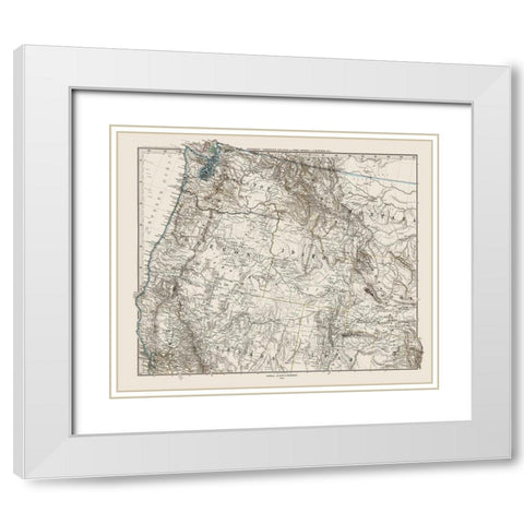 Northwest United States - Petermann 1872 White Modern Wood Framed Art Print with Double Matting by Petermann