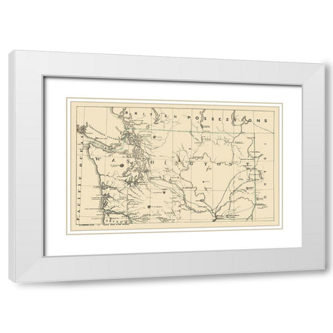 Washington - Brown 1865 White Modern Wood Framed Art Print with Double Matting by Brown