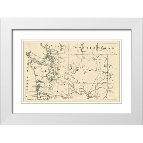 Washington - Brown 1865 White Modern Wood Framed Art Print with Double Matting by Brown