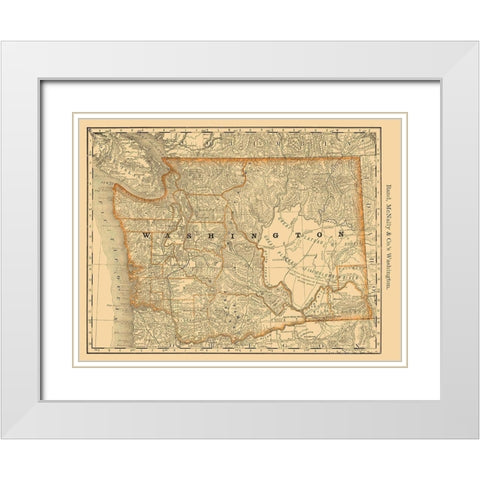 Washington - Rand McNally 1879 White Modern Wood Framed Art Print with Double Matting by Rand McNally