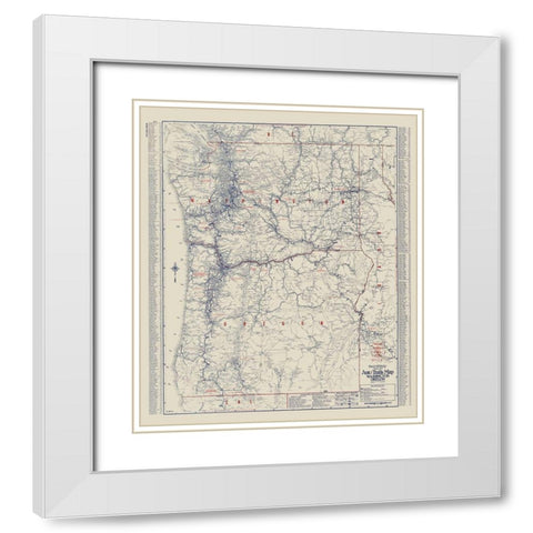 Washington, Oregon - Rand McNally 1925 White Modern Wood Framed Art Print with Double Matting by Rand McNally