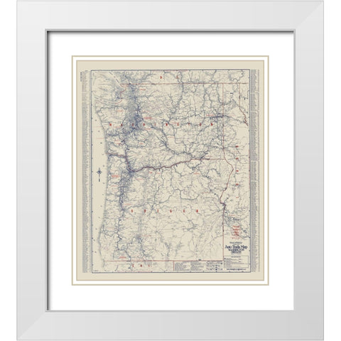 Washington, Oregon - Rand McNally 1925 White Modern Wood Framed Art Print with Double Matting by Rand McNally