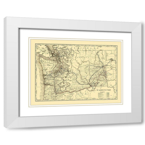 Washington -1896 White Modern Wood Framed Art Print with Double Matting by Unknown