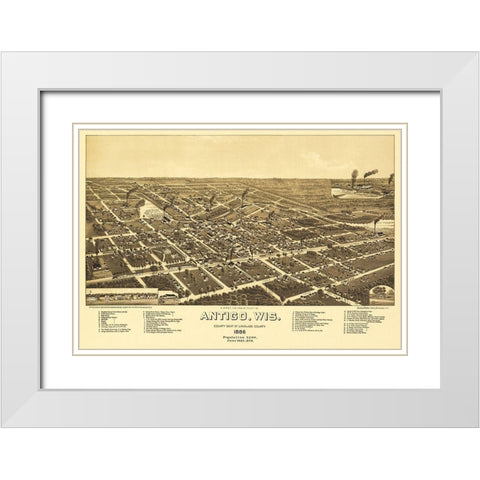 Antigo Wisconsin - Norris 1886  White Modern Wood Framed Art Print with Double Matting by Norris