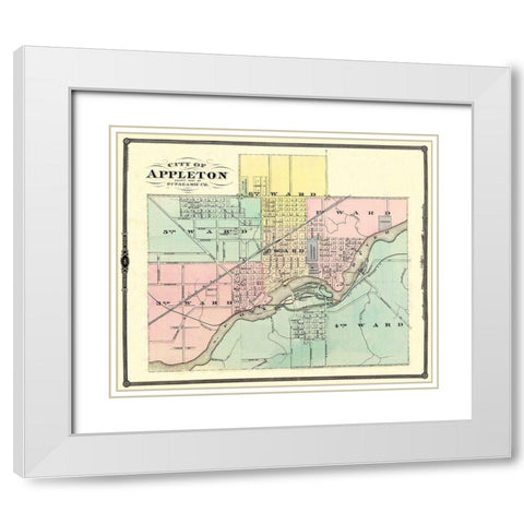 Appleton Wisconsin - Snyder 1878 White Modern Wood Framed Art Print with Double Matting by Snyder