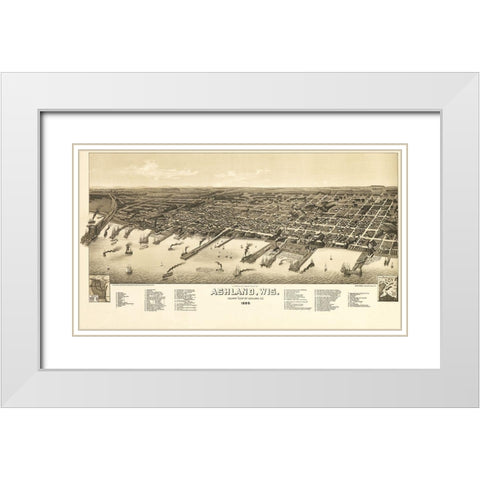 Ashland Wisconsin - Norris 1886  White Modern Wood Framed Art Print with Double Matting by Norris