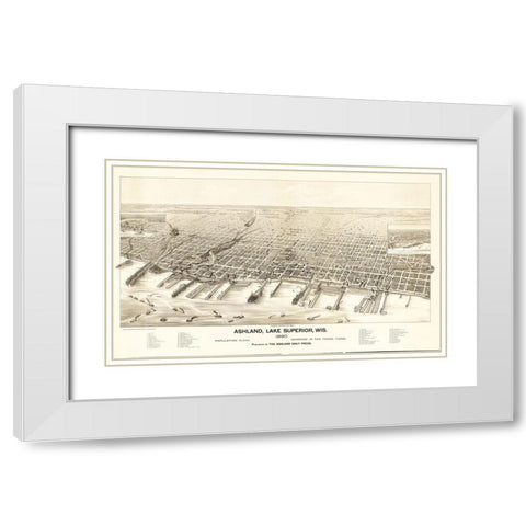 Ashland Wisconsin - Pauli 1890  White Modern Wood Framed Art Print with Double Matting by Pauli
