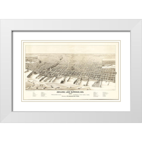 Ashland Wisconsin - Pauli 1890  White Modern Wood Framed Art Print with Double Matting by Pauli