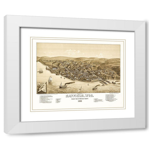 Bayfield Wisconsin - Norris 1886  White Modern Wood Framed Art Print with Double Matting by Norris