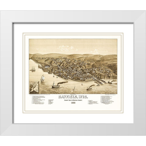 Bayfield Wisconsin - Norris 1886  White Modern Wood Framed Art Print with Double Matting by Norris