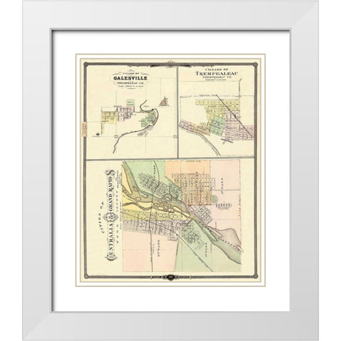 Centralia, Grand Rapids Wisconsin - Snyder 1878 White Modern Wood Framed Art Print with Double Matting by Snyder