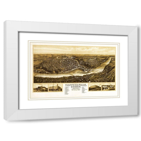 Chippewa Wisconsin - Wellge 1907  White Modern Wood Framed Art Print with Double Matting by Wellge
