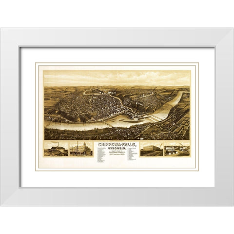 Chippewa Wisconsin - Wellge 1907  White Modern Wood Framed Art Print with Double Matting by Wellge