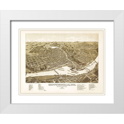Chippewa Falls Wisconsin - Norris 1886  White Modern Wood Framed Art Print with Double Matting by Norris