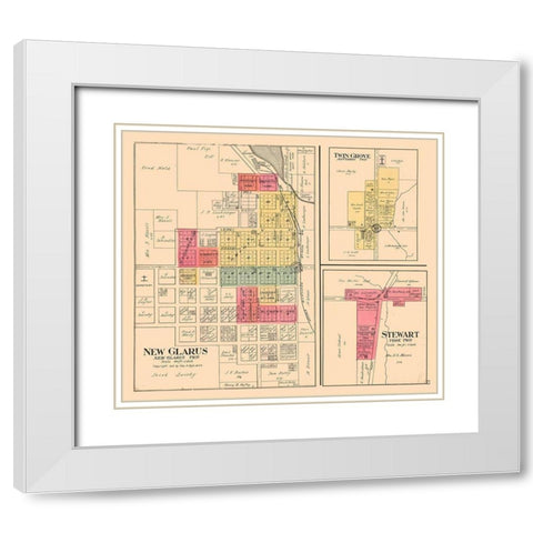New Glarus, Twin Grove, Stewart  Wisconsin White Modern Wood Framed Art Print with Double Matting by Ogle
