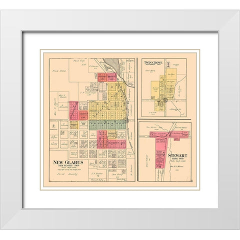 New Glarus, Twin Grove, Stewart  Wisconsin White Modern Wood Framed Art Print with Double Matting by Ogle