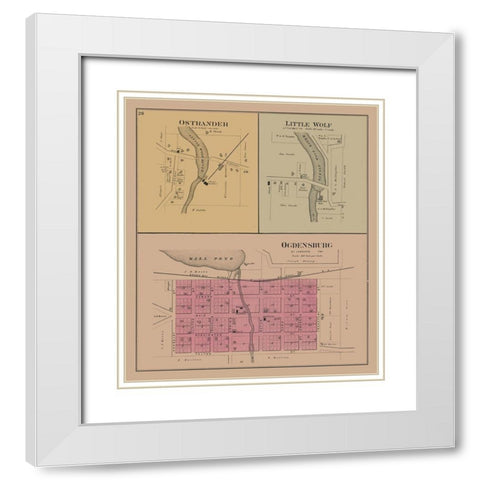 Ostrander - Little Wolf - Ogdenburg - Wisconsin White Modern Wood Framed Art Print with Double Matting by Unknown