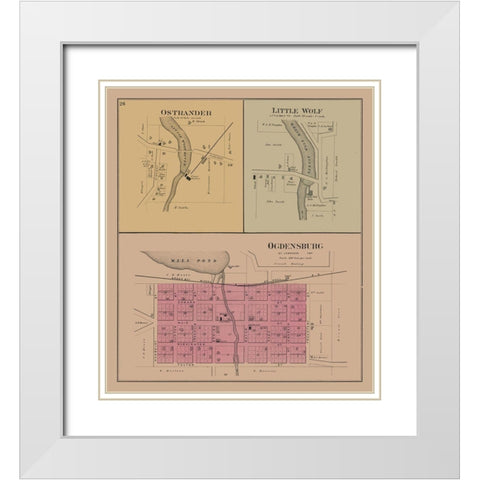 Ostrander - Little Wolf - Ogdenburg - Wisconsin White Modern Wood Framed Art Print with Double Matting by Unknown