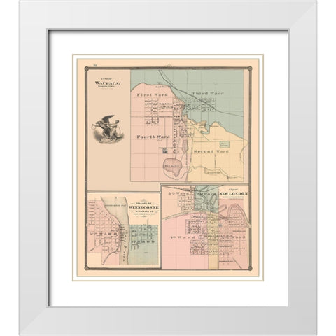 Waupaca, New London, Winneconne Wisconsin White Modern Wood Framed Art Print with Double Matting by Snyder