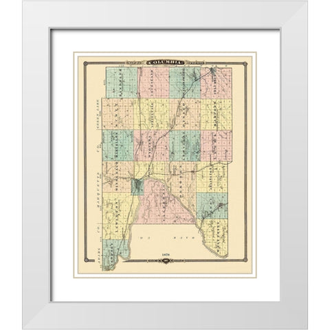 Columbia Wisconsin Landowner - Snyder 1878 White Modern Wood Framed Art Print with Double Matting by Snyder
