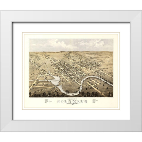 Columbus Wisconsin - Ruger 1868  White Modern Wood Framed Art Print with Double Matting by Ruger