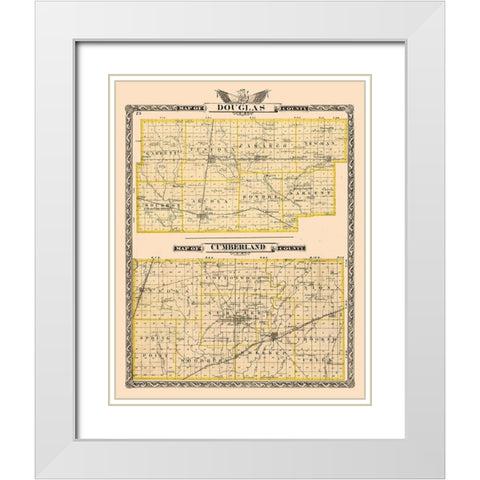 Douglas  Cumberland County  Wisconsin - Beers 1876 White Modern Wood Framed Art Print with Double Matting by Beers