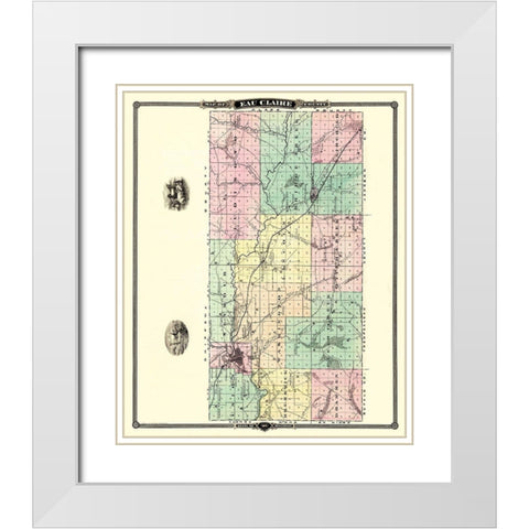 Eau Claire Wisconsin Landowner - Snyder 1878 White Modern Wood Framed Art Print with Double Matting by Snyder